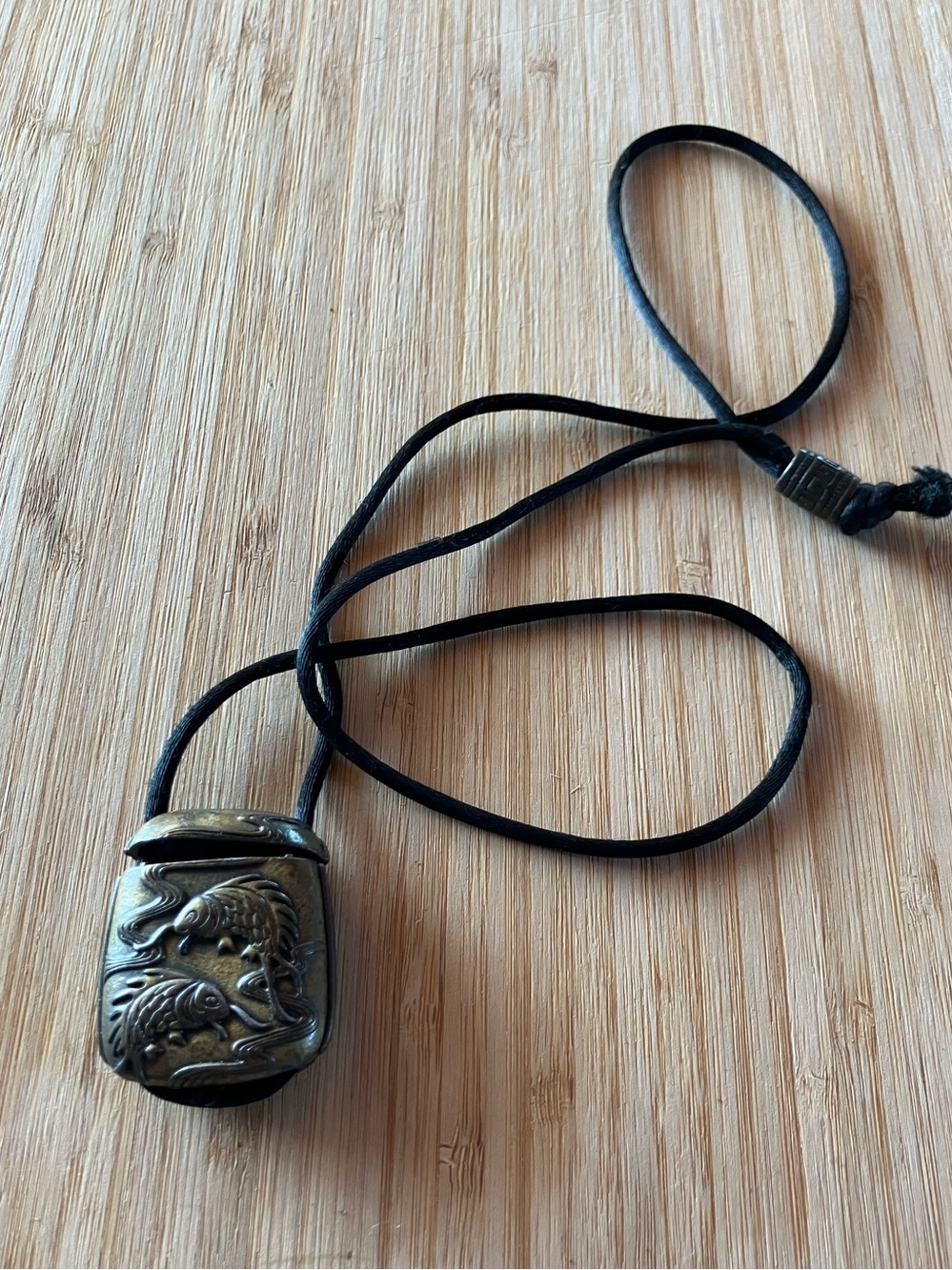 vintage brass stash pendant necklace koi fish